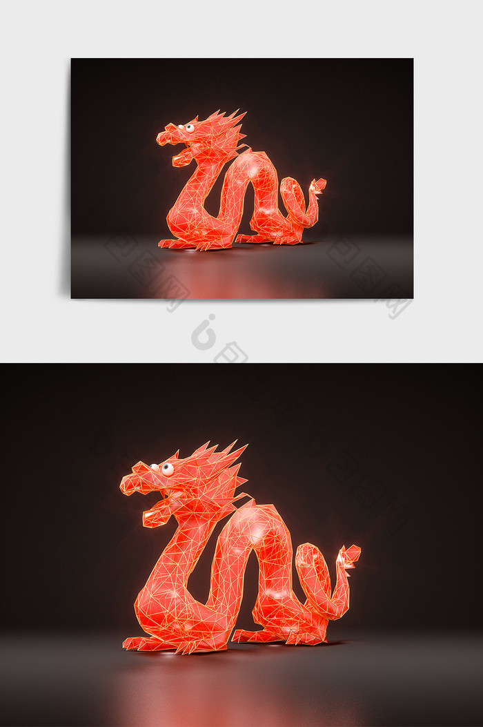 十二生肖动物龙C4D花灯场景模型