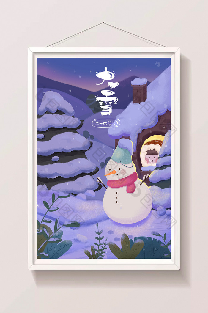 冬天雪人插画图片图片