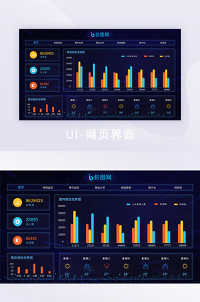 深色高端数据可视化企业后台网页ui界面