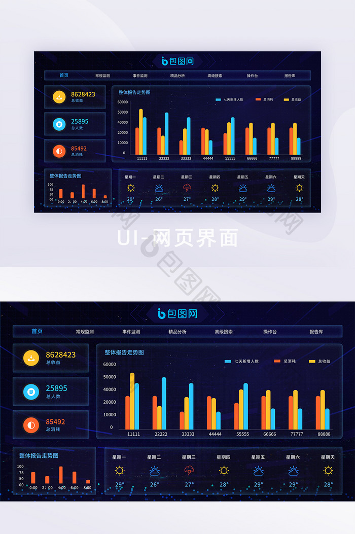 深色高端数据可视化企业后台网页ui界面
