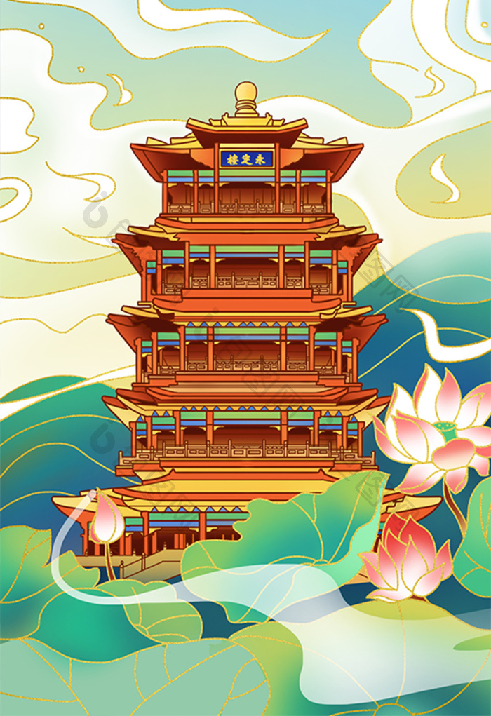 建筑插画图片-包图网