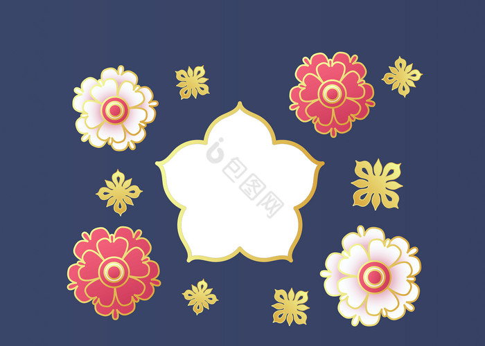 新年春节中式花框图片