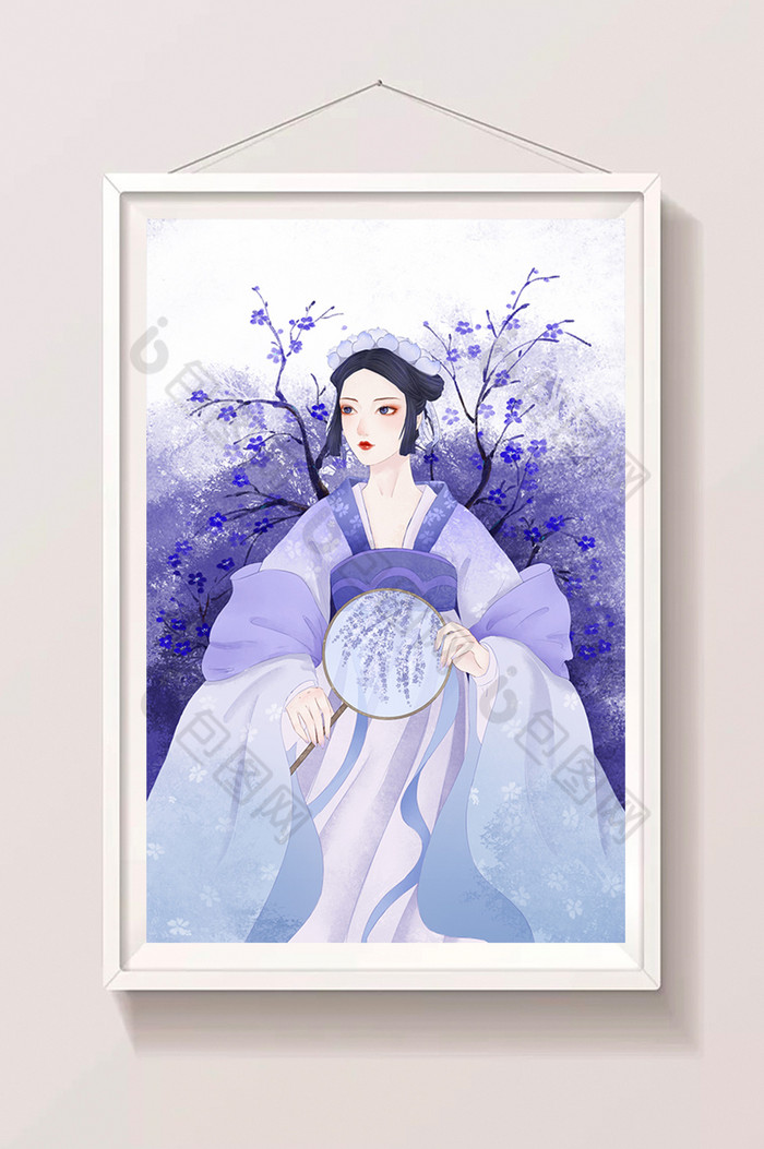 紫藤花汉服古风人物插画图片图片