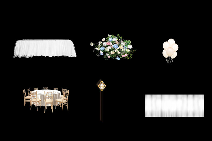 白色现代北欧风格婚礼元素图片