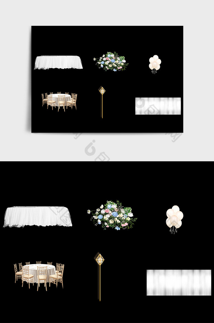 白色现代北欧风格婚礼元素图片图片