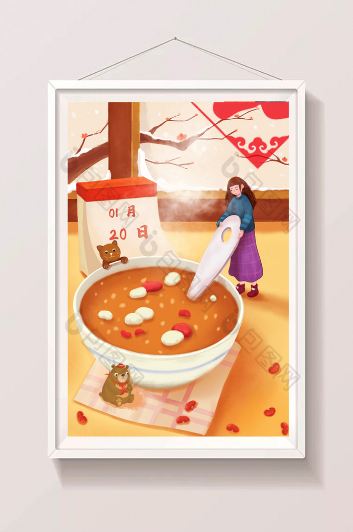 腊八节中国喝粥新年温暖插画图片图片