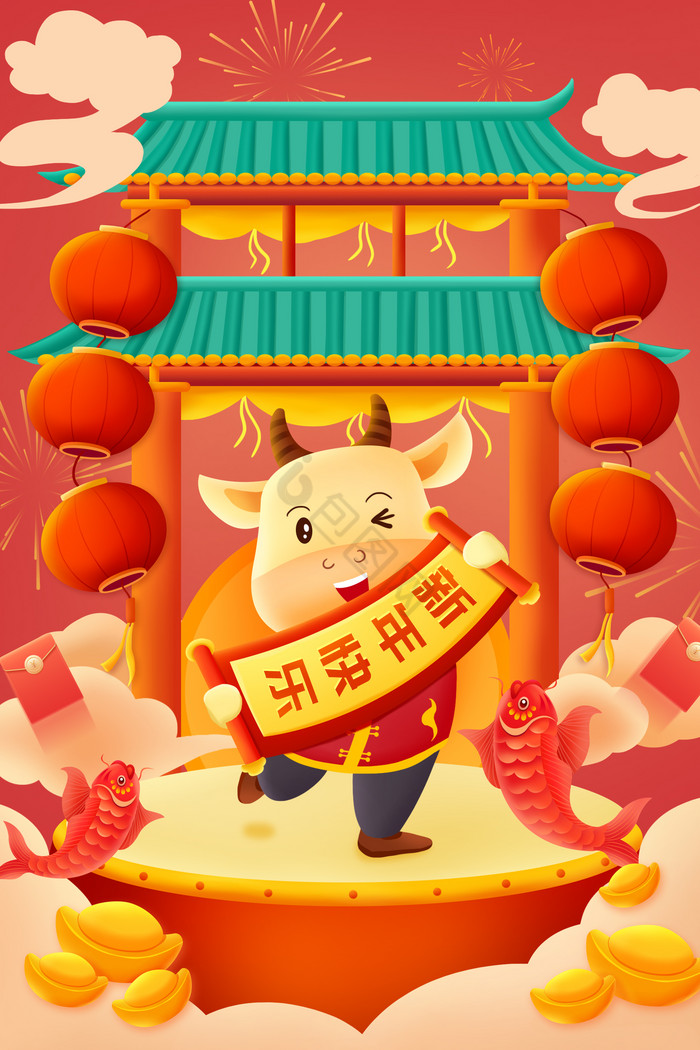 新年插画图片