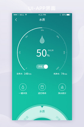 绿色智能家居水质监控UI移动界面
