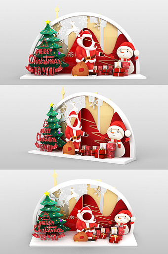 红色圣诞节商场堆头圣诞网红打卡点DP美陈图片