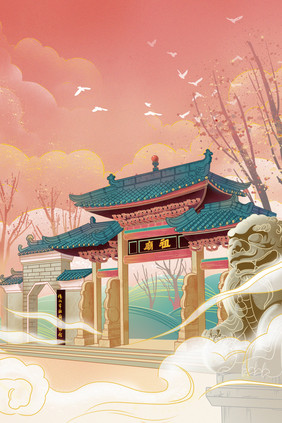 佛山祖庙卡通画图片