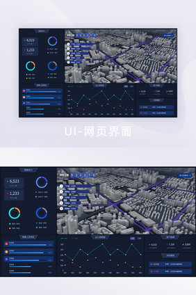 深色系科技炫酷大气3D地图可视化统计首页