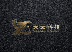 黑色皮革上的压痕烫金logo样机