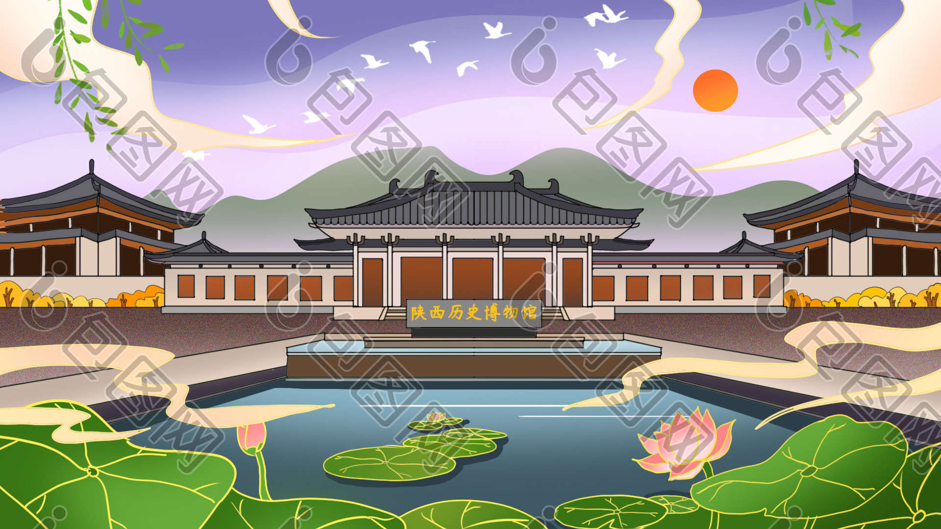 历史博物馆插画素材免费下载,本次作品主题是插画,使用场景是风光建筑