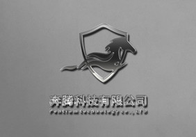 灰色墙上的3d银色透明立体logo样机