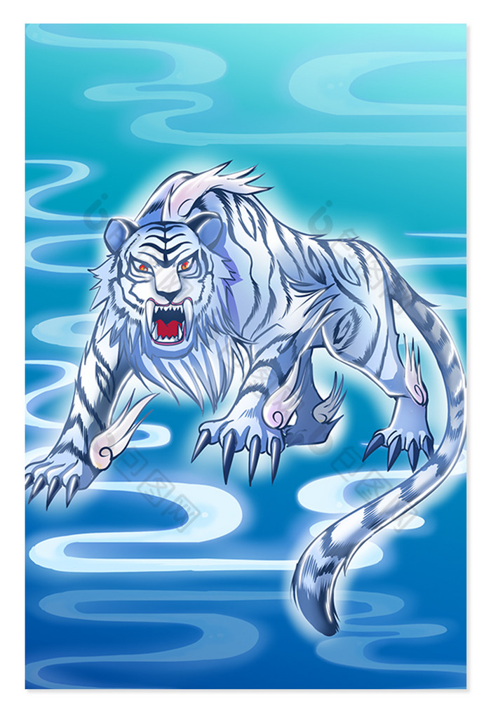 神兽白虎插画