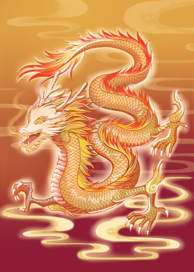 神兽龙插画图片