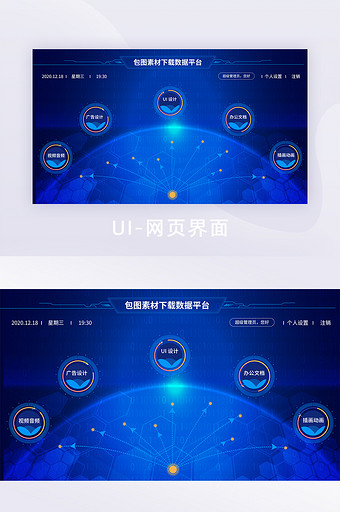 分类大数据分析可视化大屏PCUI界面图片