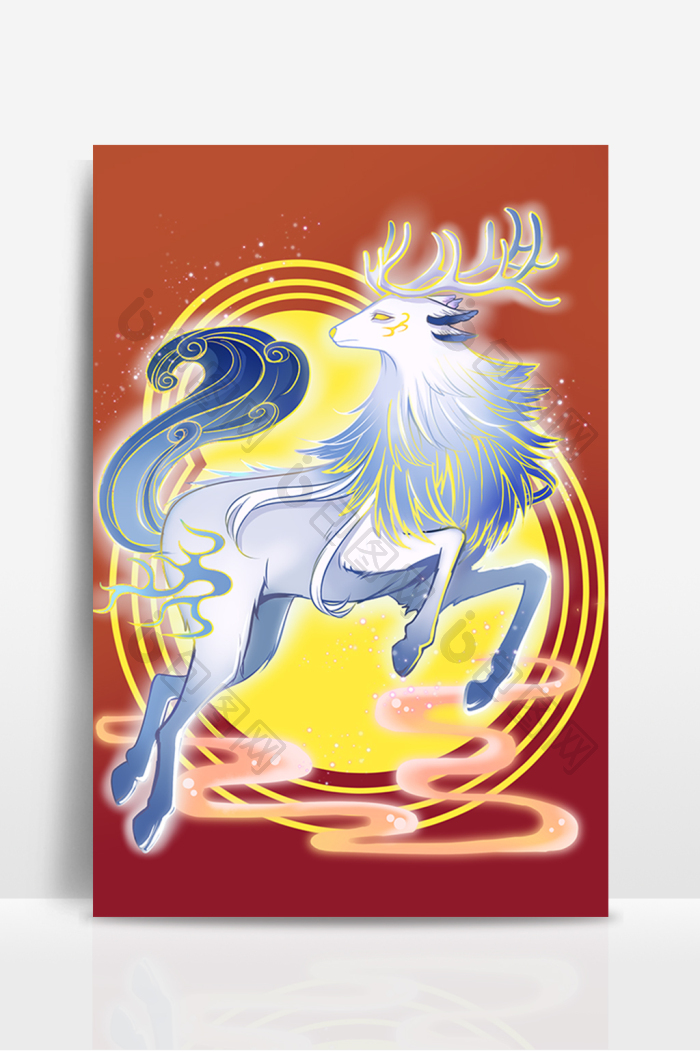神兽夫诸图腾插画图片
