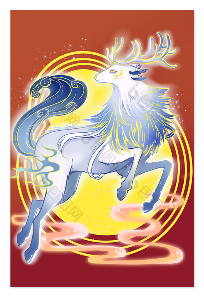 神兽夫诸图腾插画图片