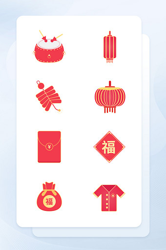 红色新年春节icon图标元素图片