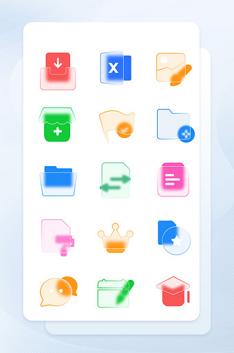 多色玻璃拟态面性手机应用矢量icon图片