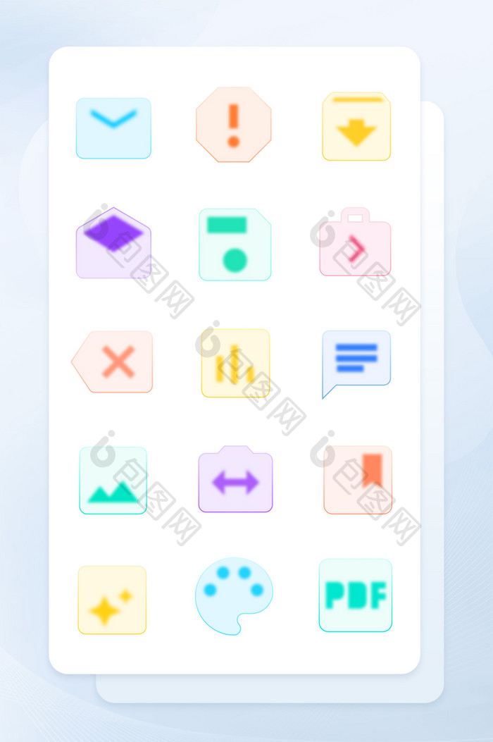 糖果色玻璃拟态面形矢量icon图标