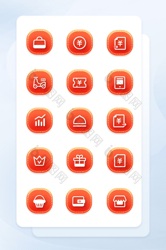 黄红色渐变立体化图标商务手机应用中国风