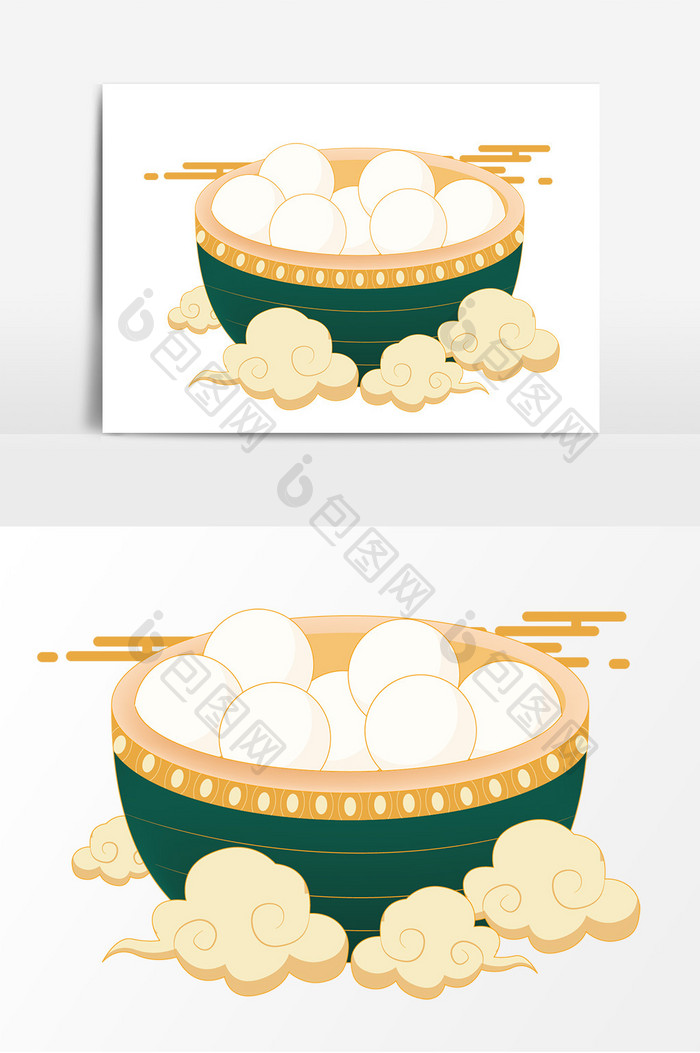 国潮汤圆美食矢量素材