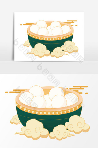 国潮汤圆美食矢量素材图片