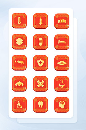 高端中国风春节医疗设备icon图标商务