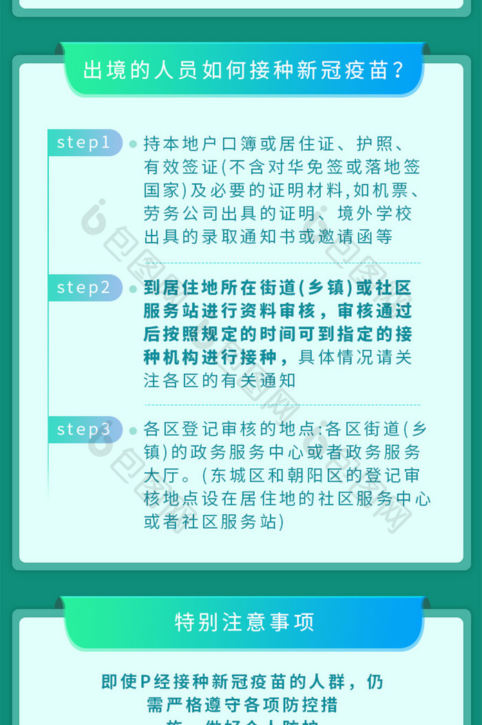 绿色扁平化UI新冠疫苗H5长图