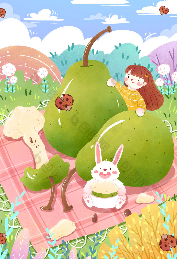 惊蛰节气吃梨插画