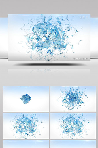液体水飞溅流体LOGO动画片头AE模板图片