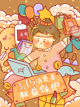 315消费者权益日插画图片