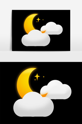 世界气象日卡通多云月亮元素