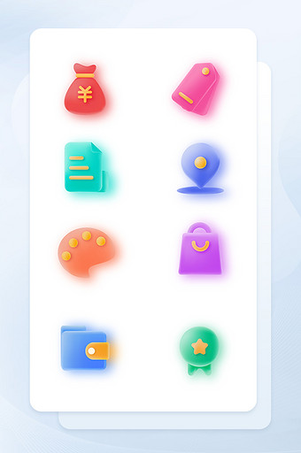 多颜色新拟物UI手机网页矢量icon图标图片