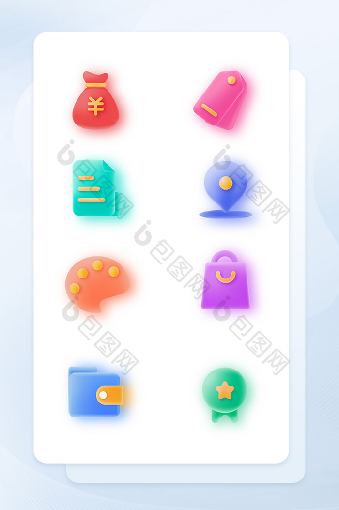 多颜色新拟物UI手机网页矢量icon图标
