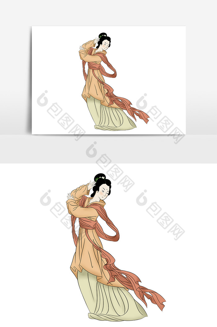 风中国古代舞女宫女人物形象png下载-包图网