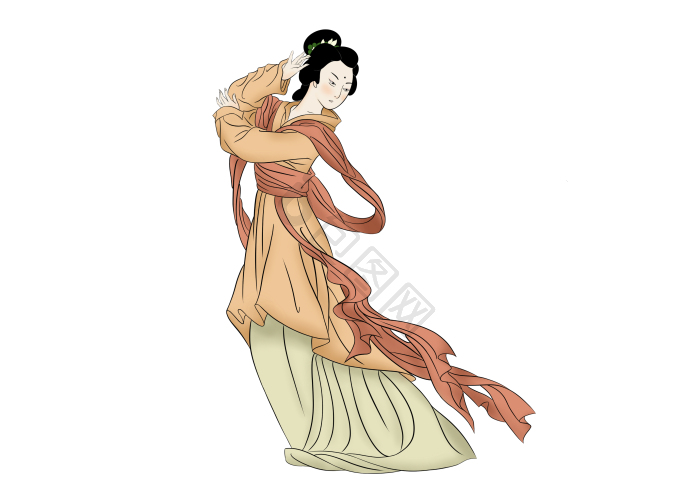 风中国古代舞女宫女人物形象png下载-包图网