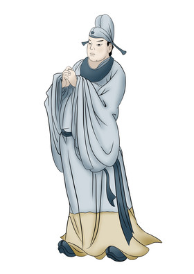 古风中年微胖书生男性人物插画