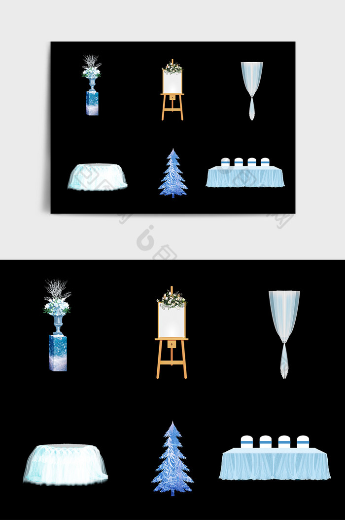 蓝色冰雪梦幻主题婚礼元素图片图片