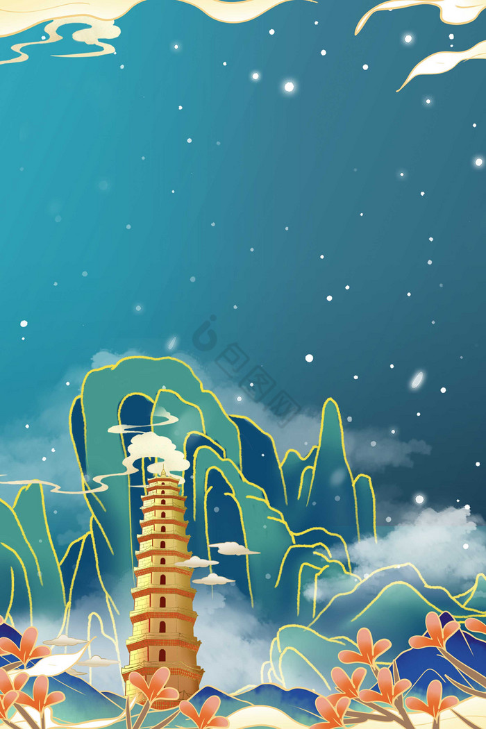 中国历代名画苏州虎丘塔