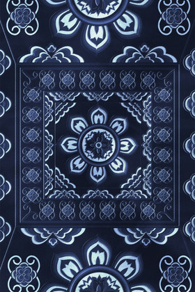 蓝色抽象扎染印花图案客厅装饰画