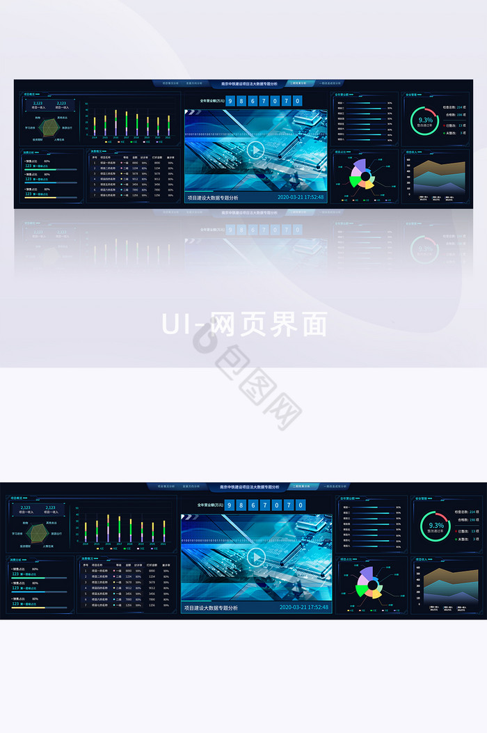 深色基建项目大数据进程分析超级大屏图片