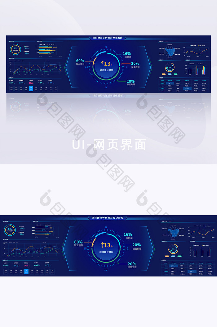 深色大数据超级大屏网页界面