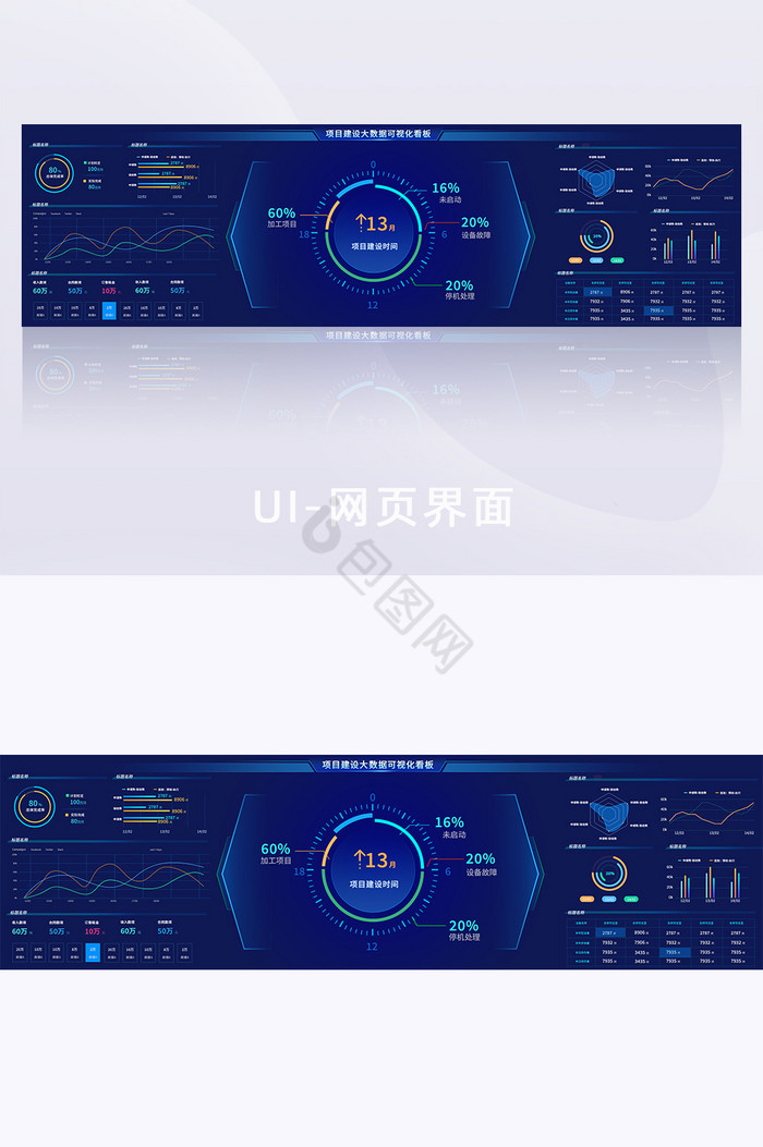 深色大数据超级大屏网页界面图片