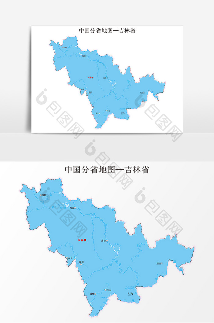 中国地图省份地标图案吉林省地图