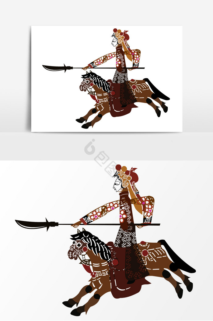 骑马皮影刀马人物装饰图片