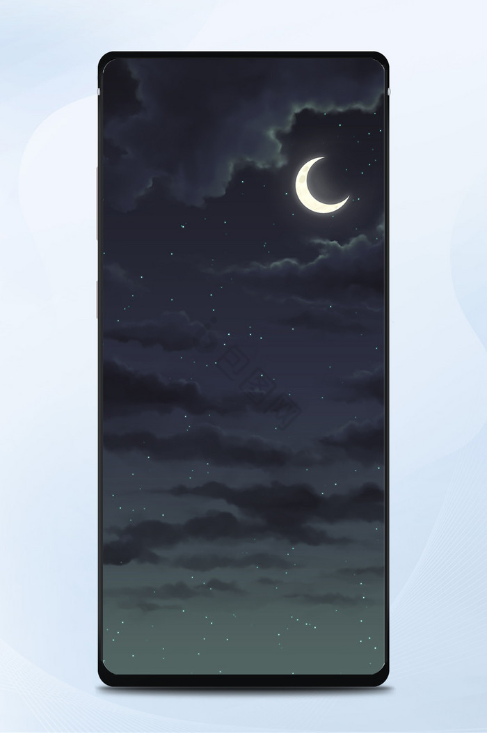 漫画风风格之晚上弯月风景手机壁纸图片推荐