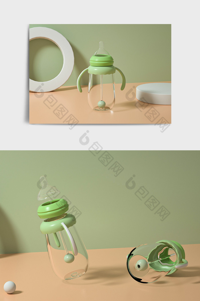 C4D母婴奶瓶产品建模图片图片